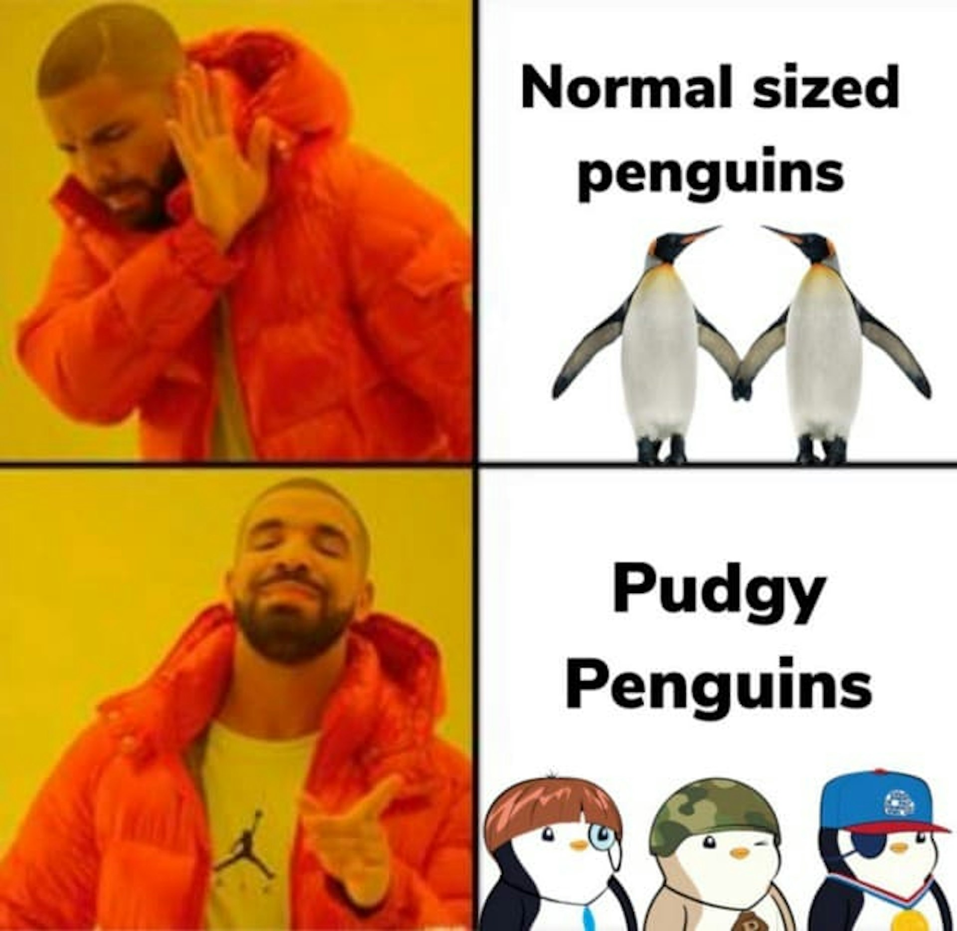 Pudgy Penguins Drake Meme