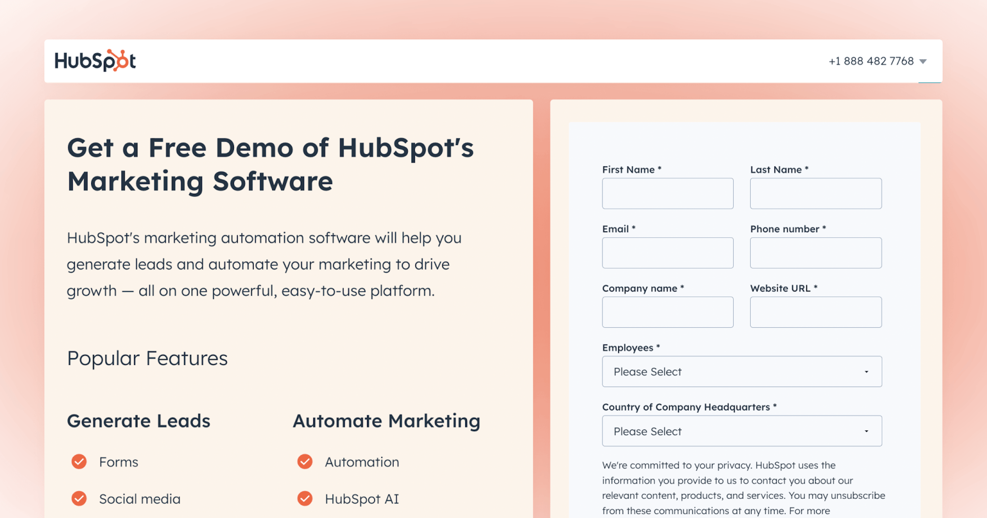 HubSpot - Demo page