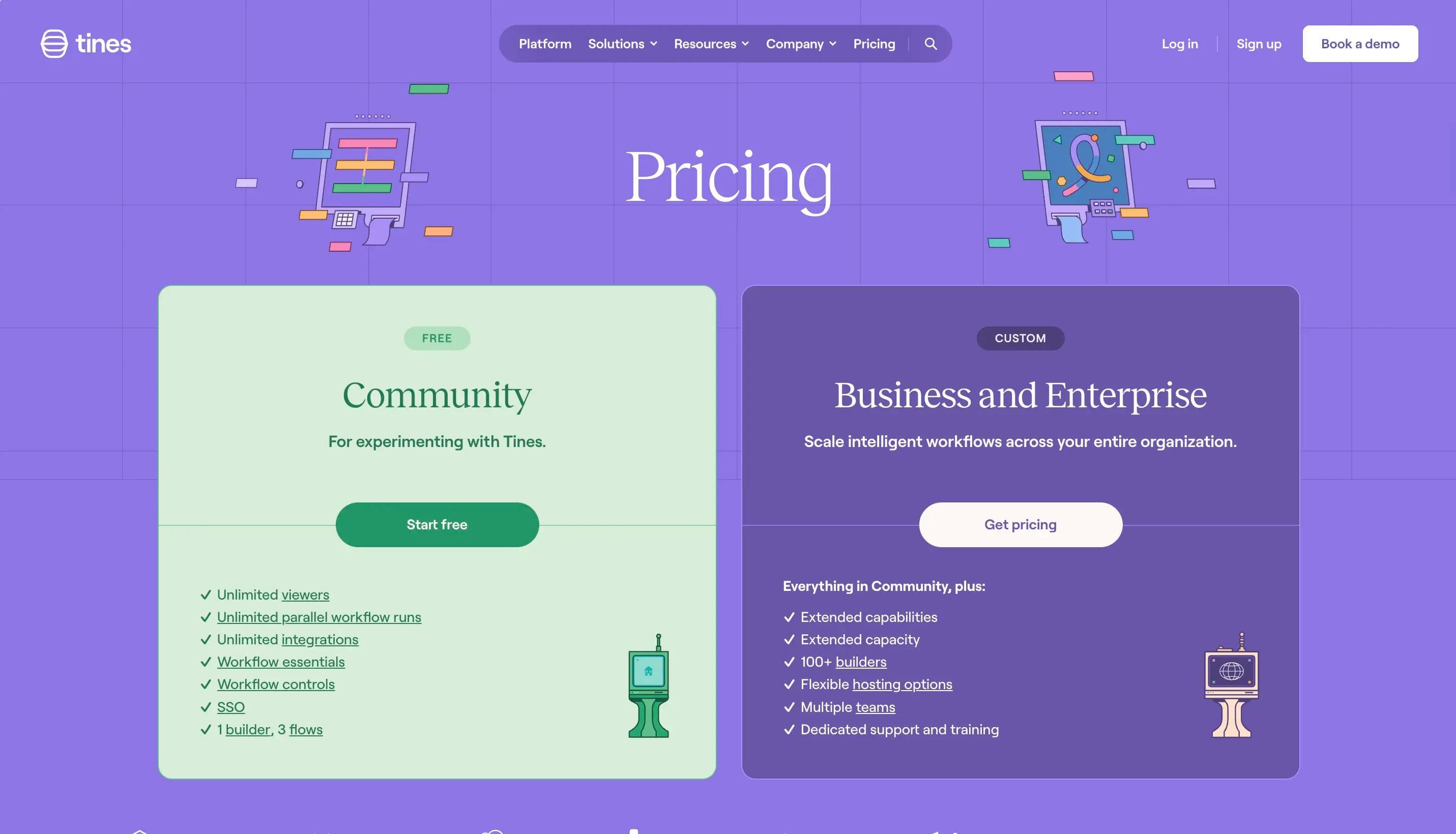 Tines pricing page