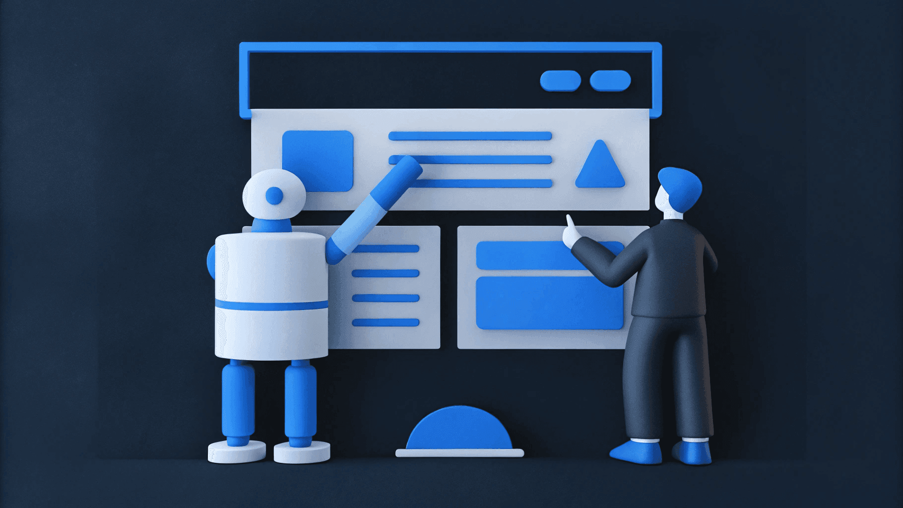 illustration of AI and human conducting a QA check