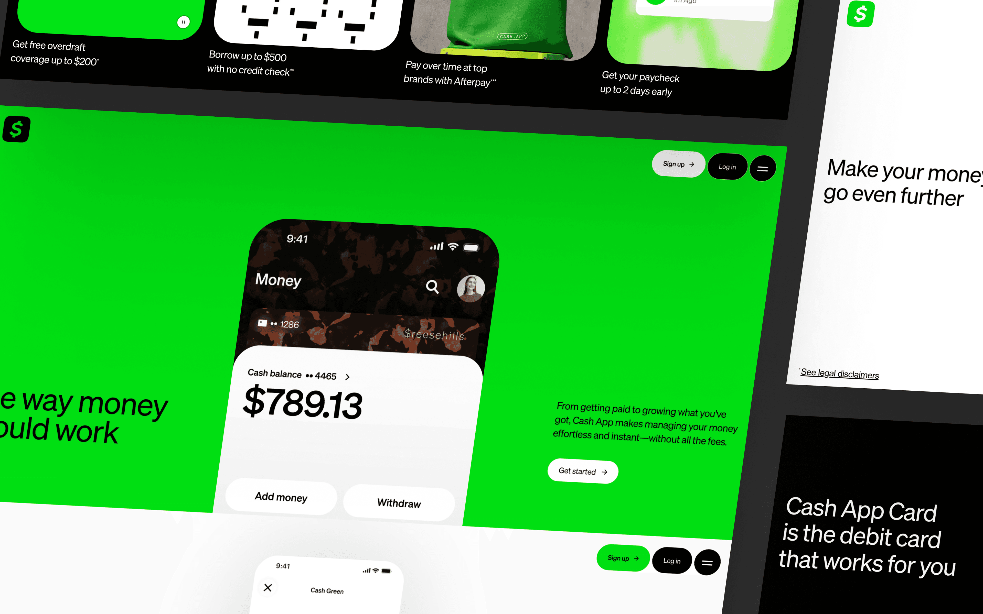 CashApp fintech homepage web design