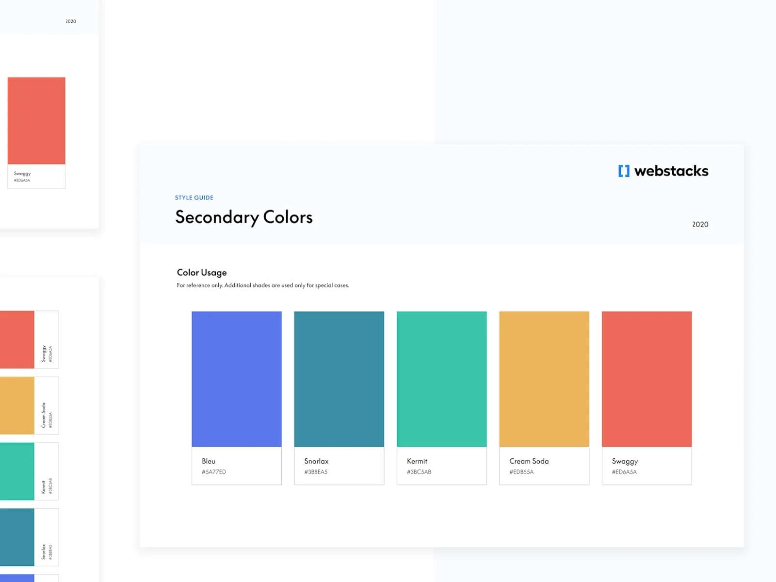 Secondary A custom illustration showing the Webstacks secondary colors from the brand style guide.