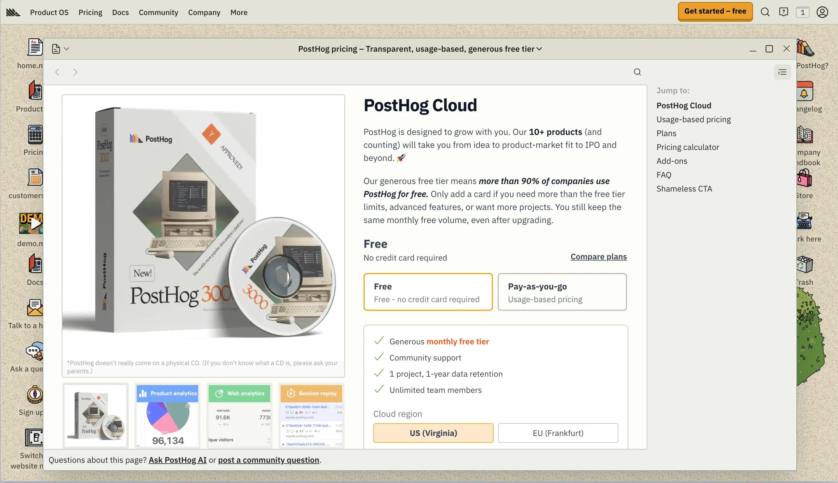 Posthog pricing page