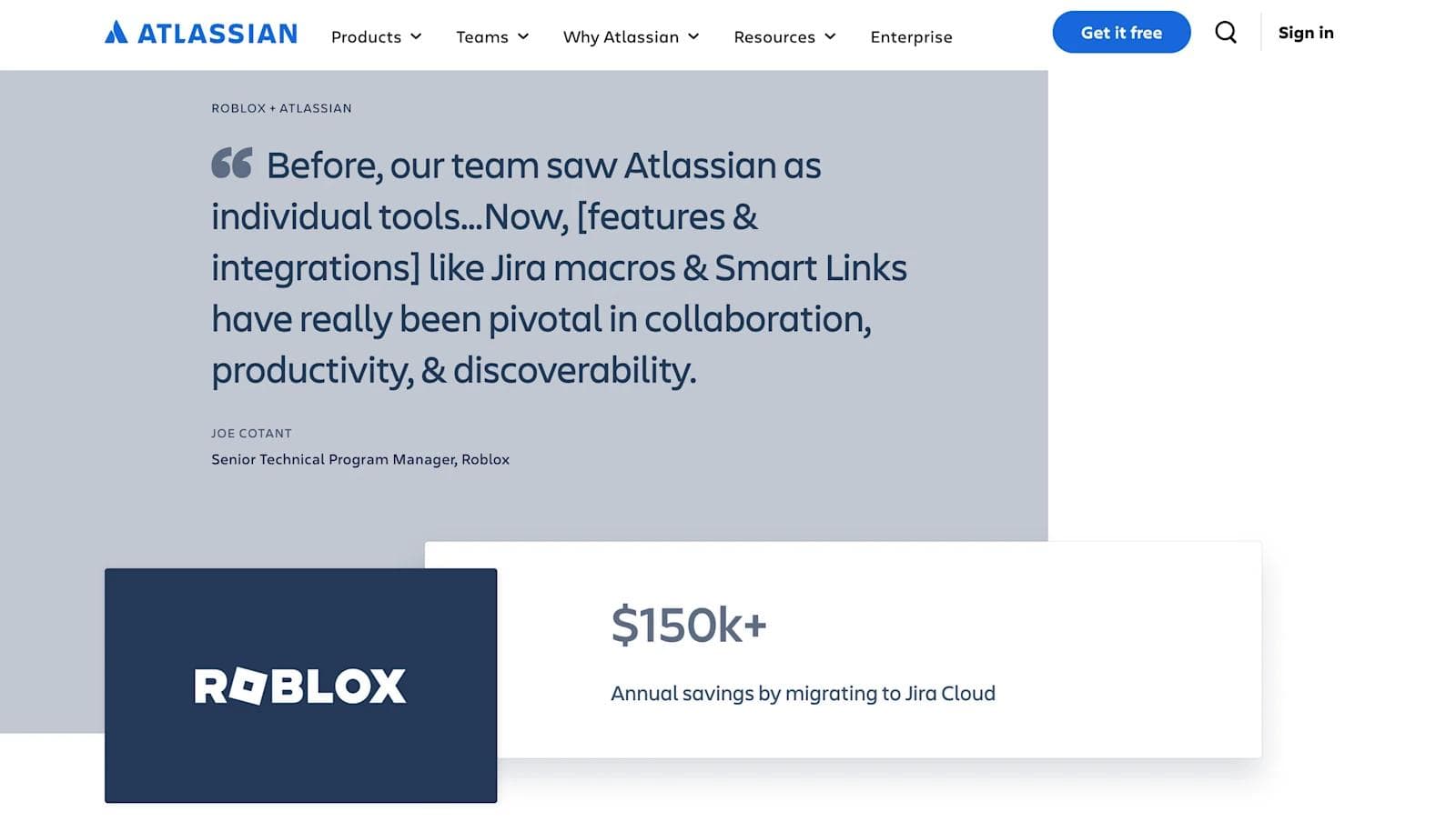 atlassian case study Atlassian and Roblox collaboration highlight efficiency and savings from tool integration, emphasizing productivity gains.