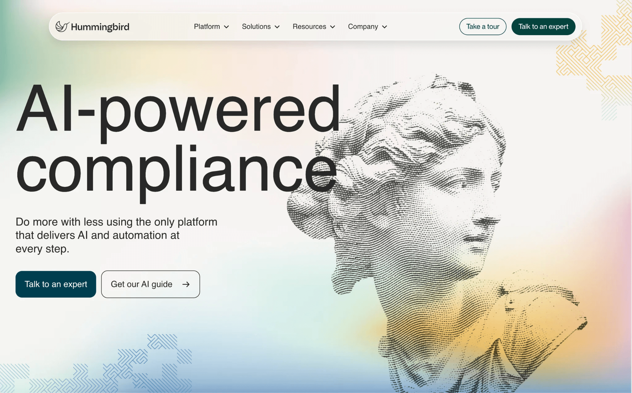 Hummingbird fintech homepage web design