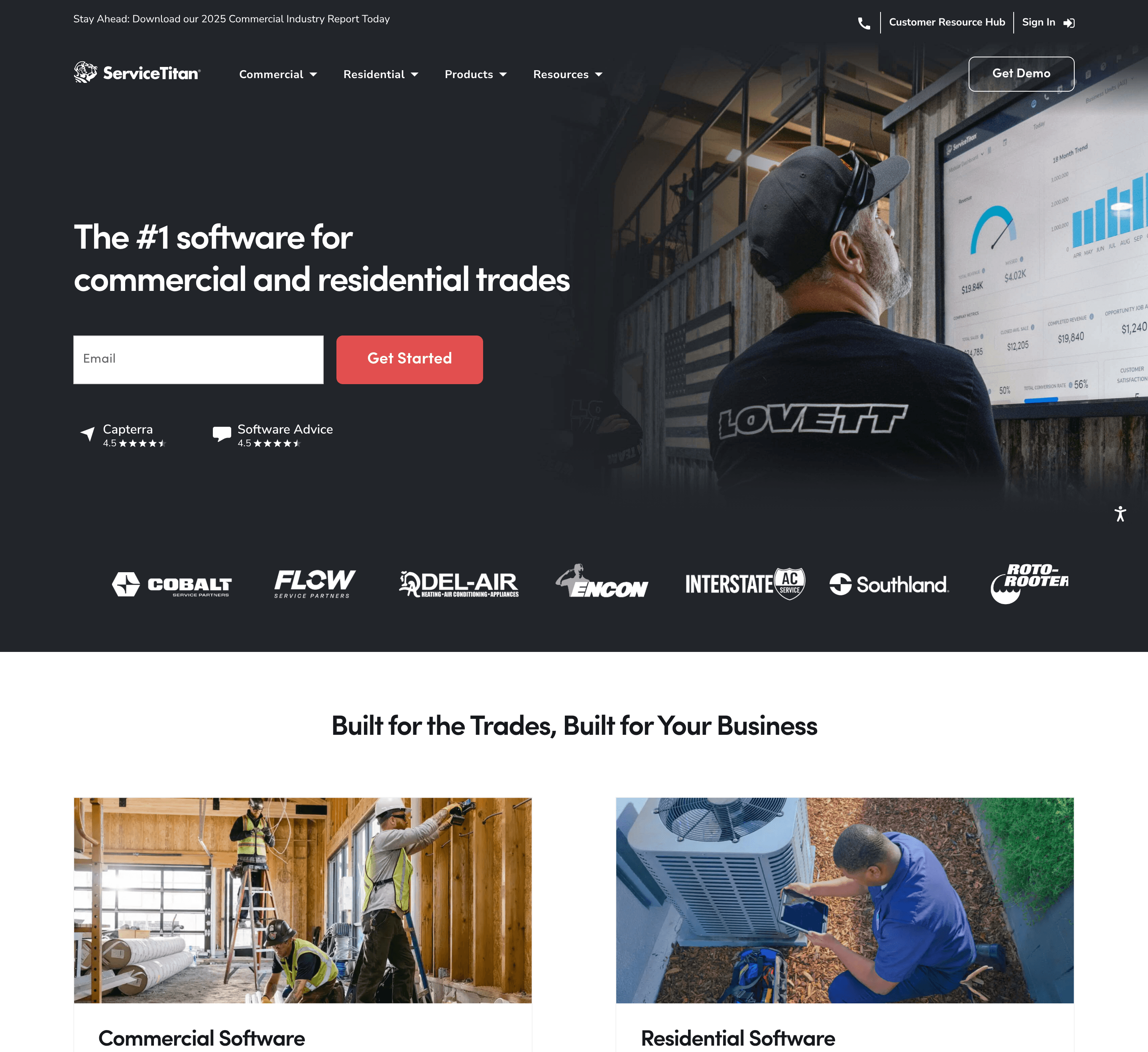 Screenshot of ServiceTitan Homepage