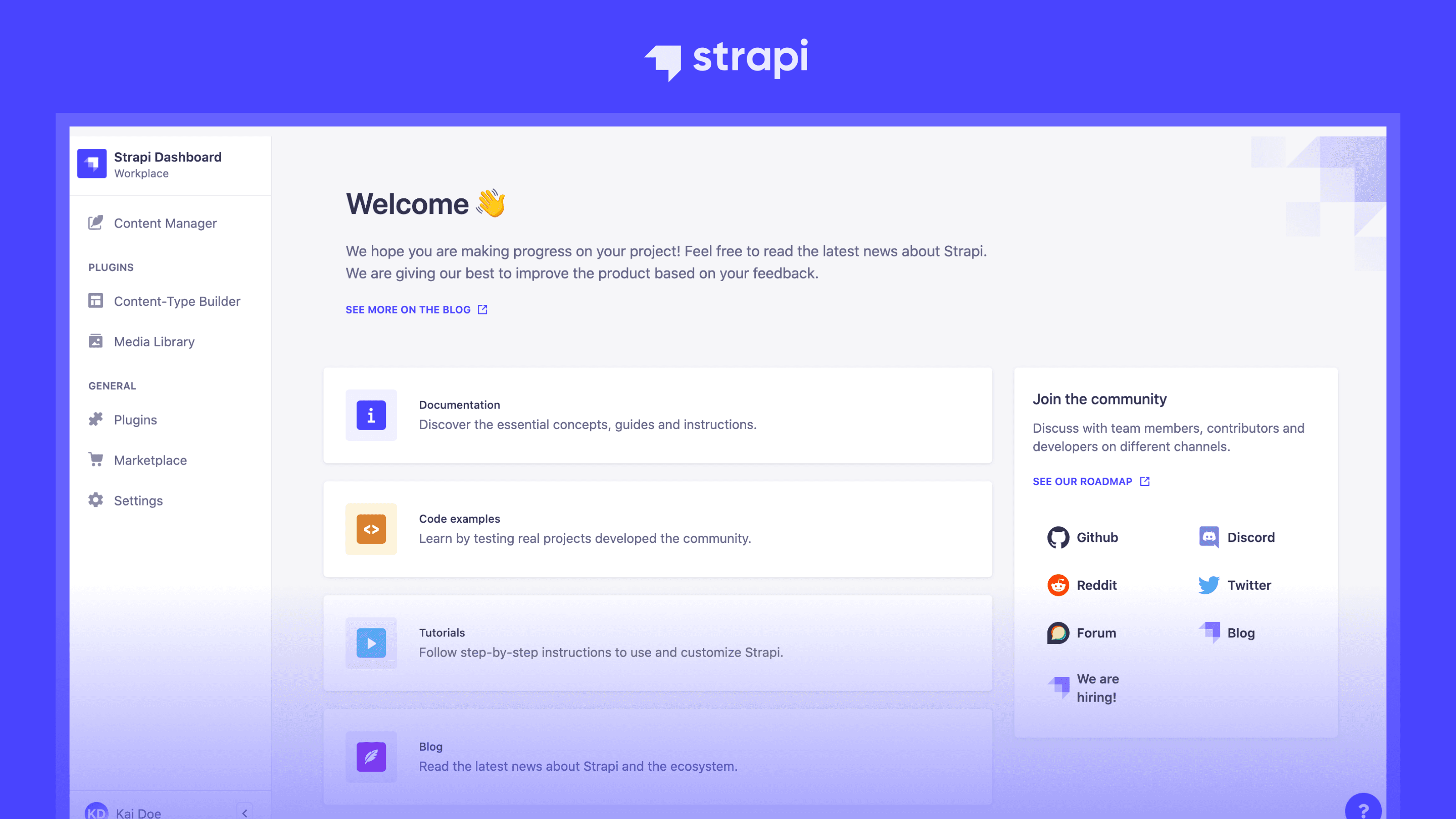 Strapi CMS product UI header image