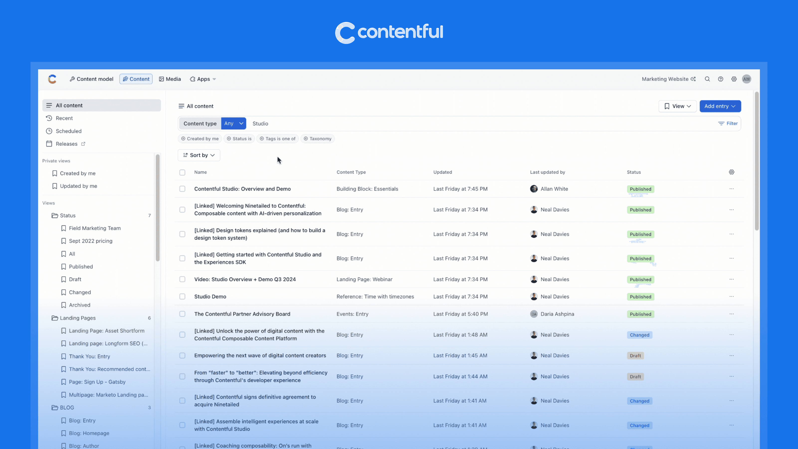 Contentful CMS product UI header image