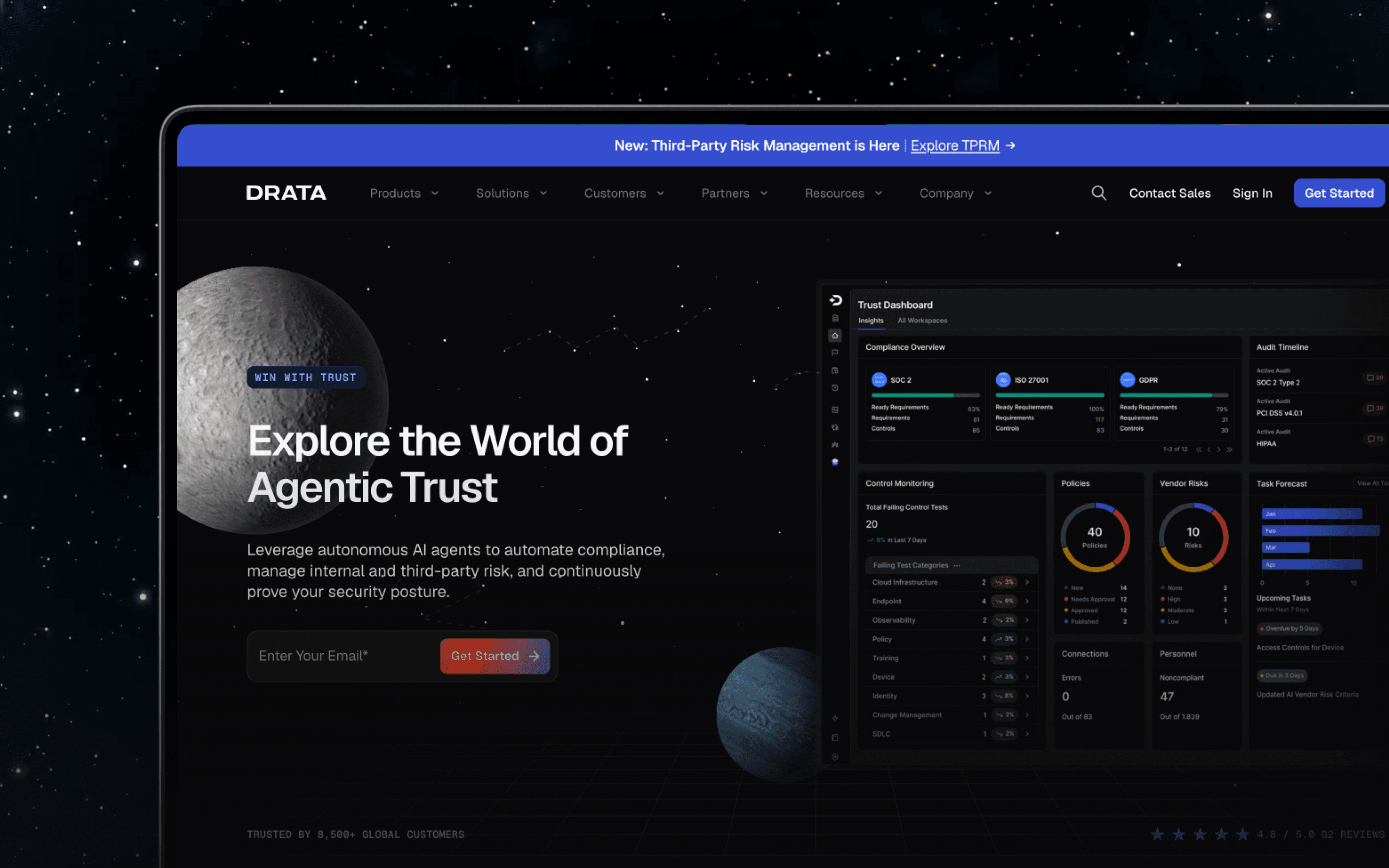 Drata fintech homepage web design