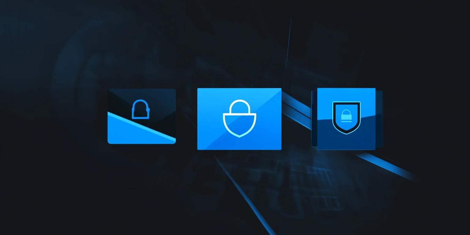 Three blue padlock icons on a dark background, representing security and protection.