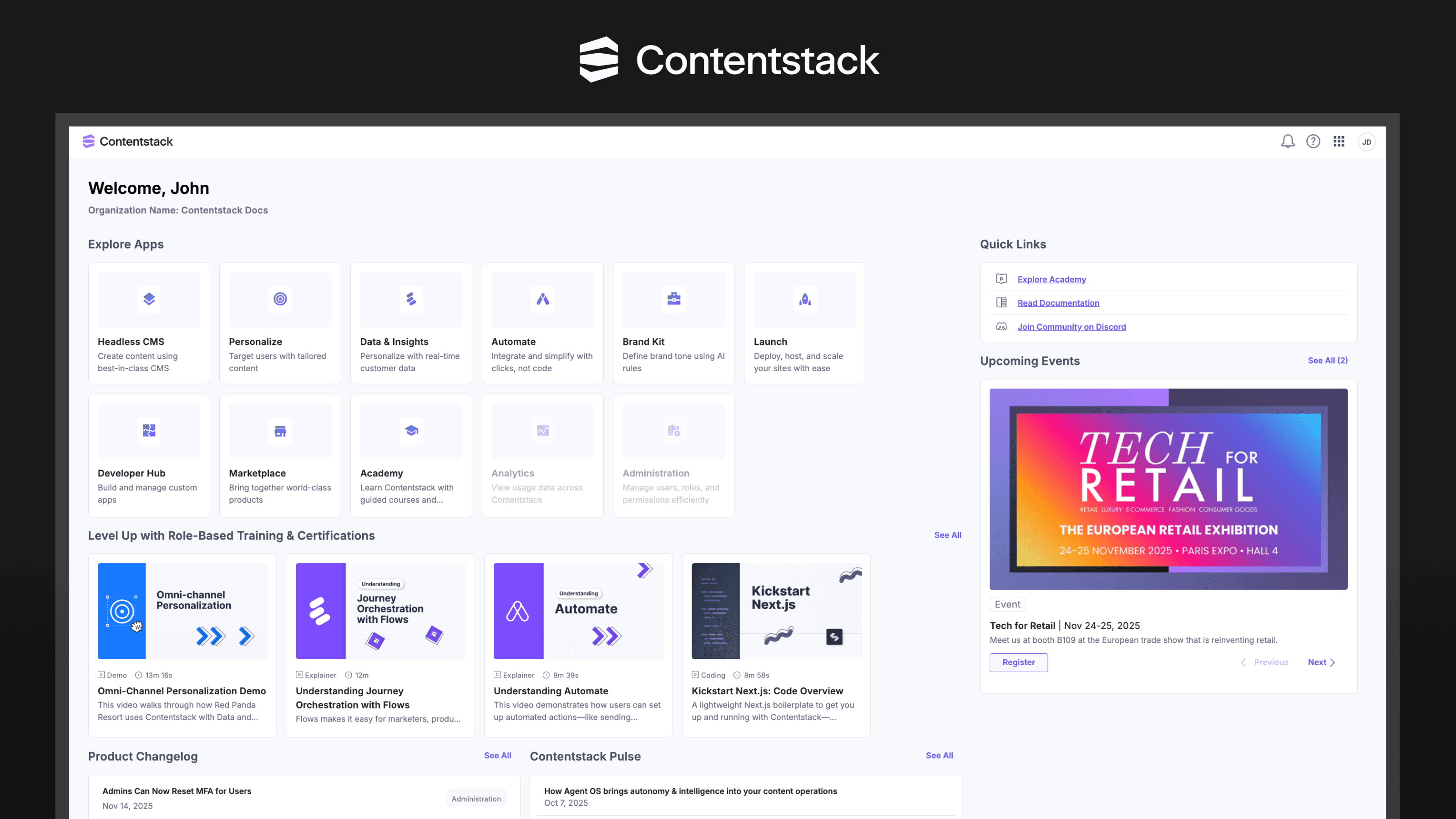 Contentstack CMS product UI header image