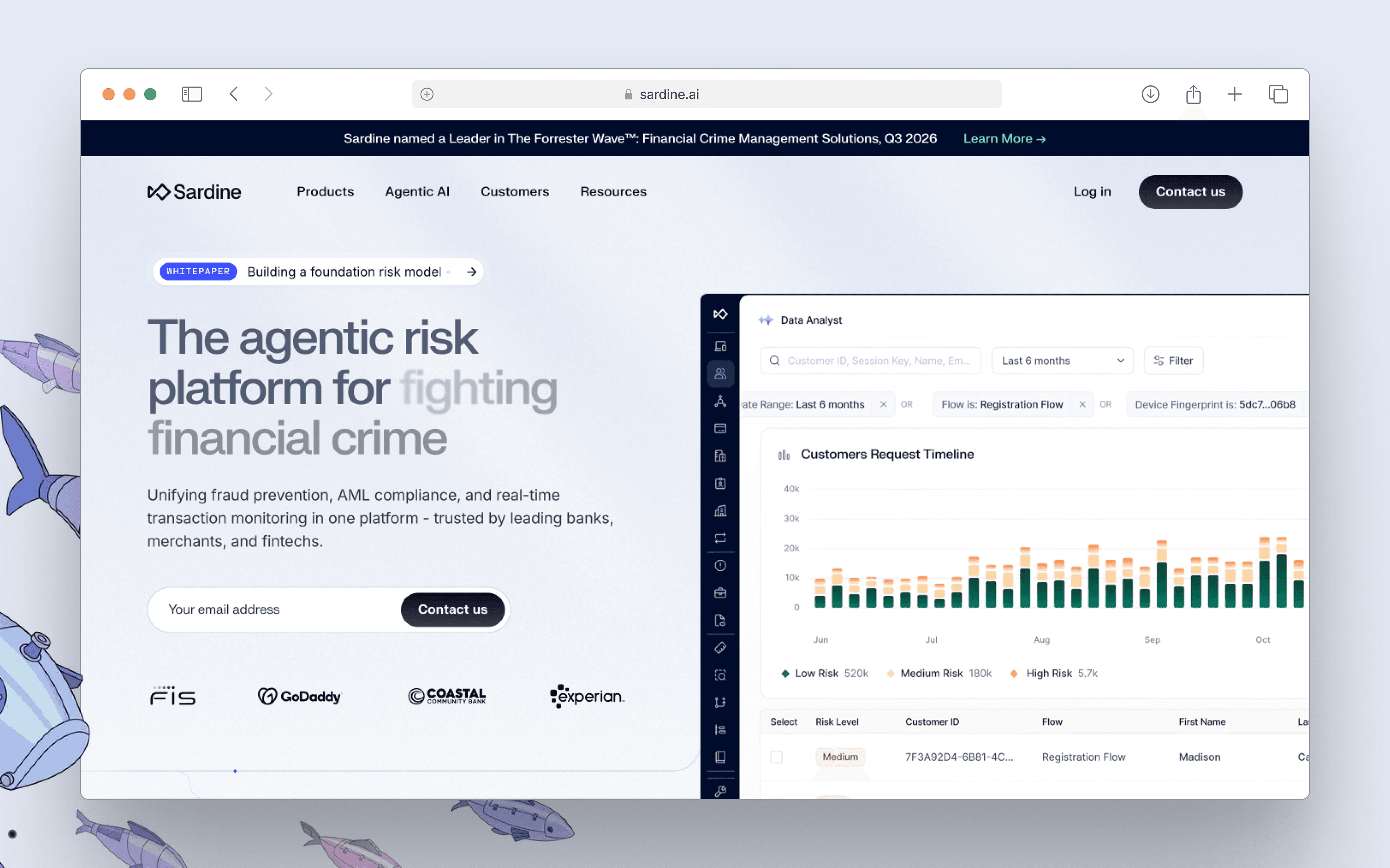 Sardine fintech homepage web design
