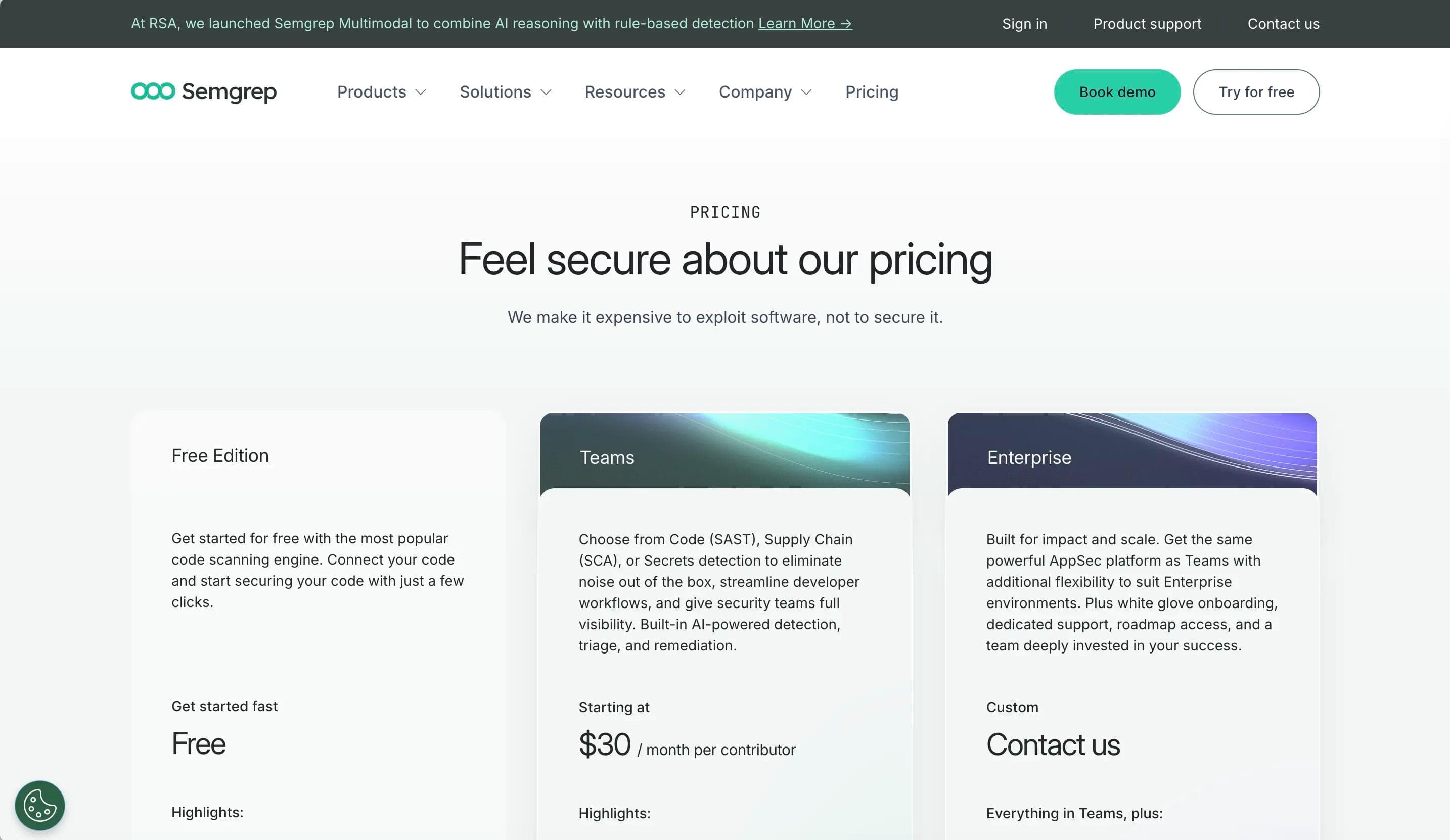 Semrep pricing page