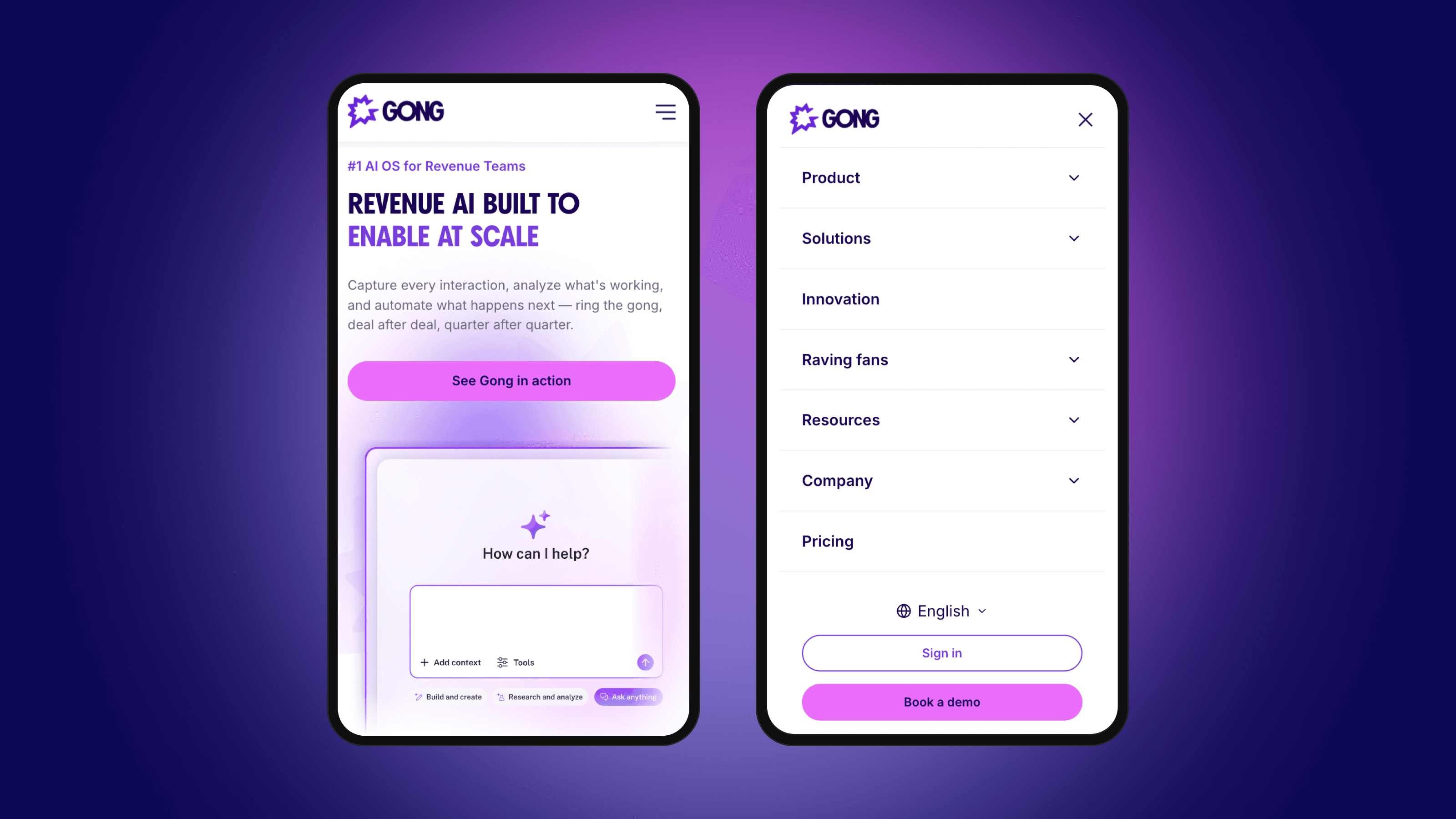 Gong mobile design