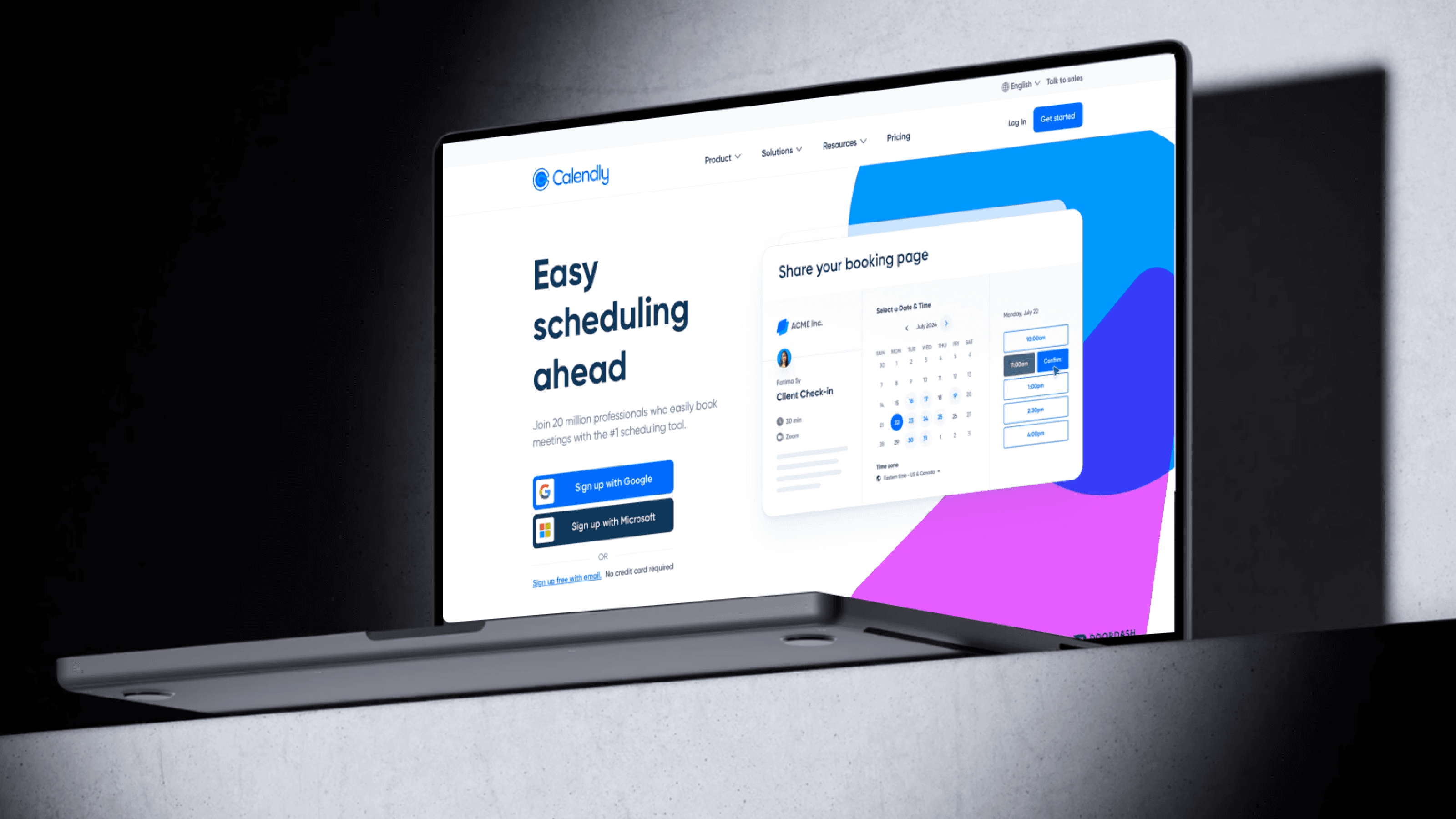 Calendly website showcase