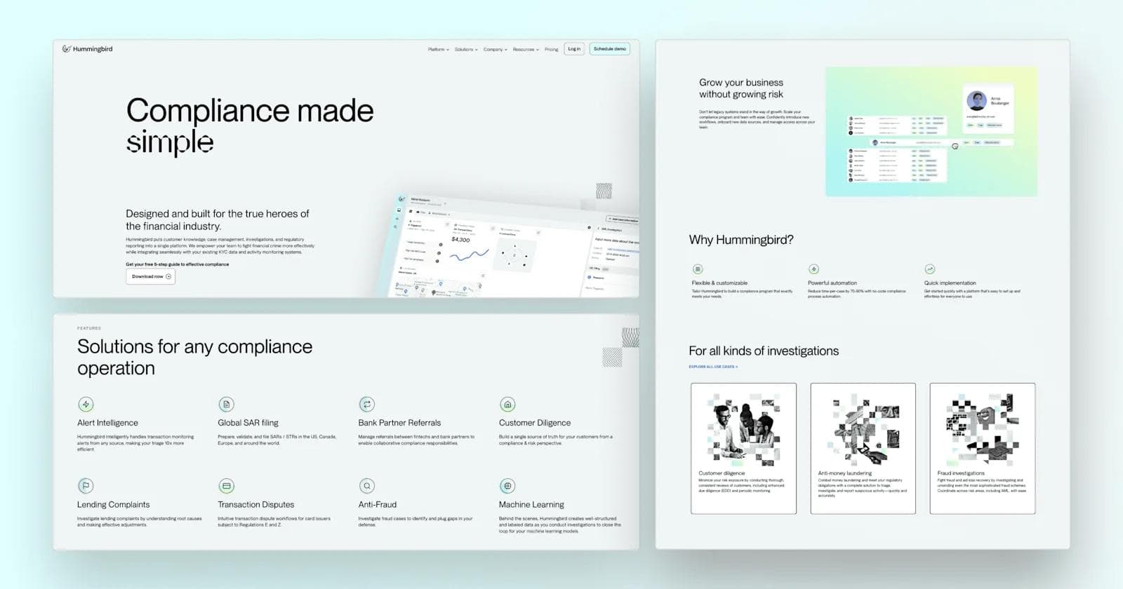 hummingbird-web-design Examples of components from Hummingbird's homepage.