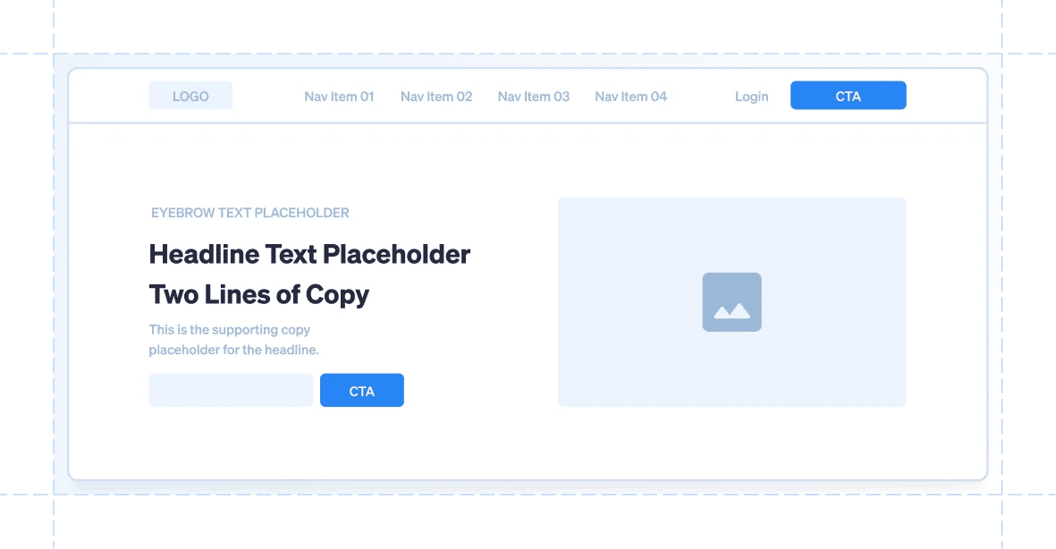 Skeleton - Hero Component The following website elements make up a basic hero component.