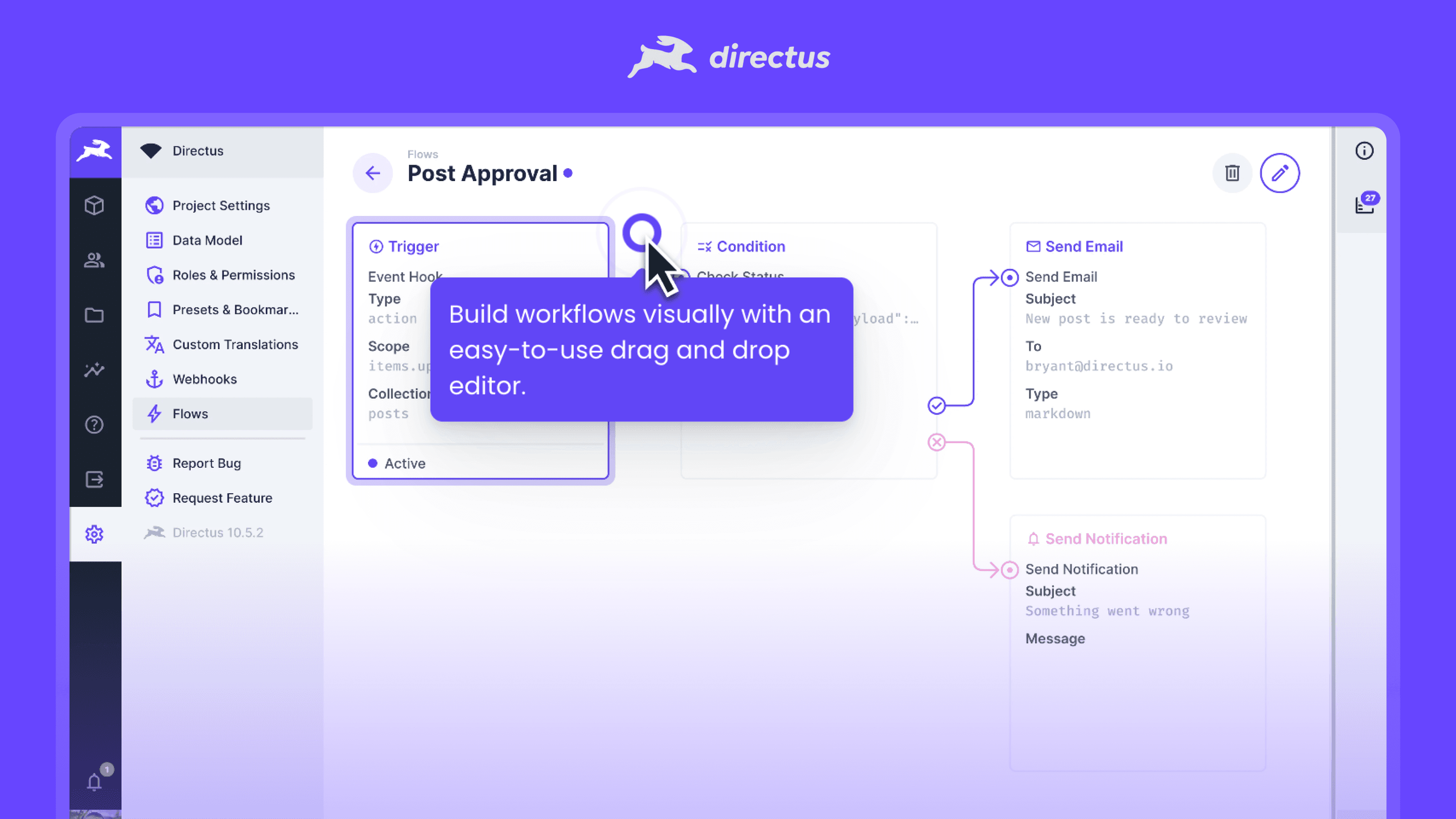 Directus CMS product UI header image