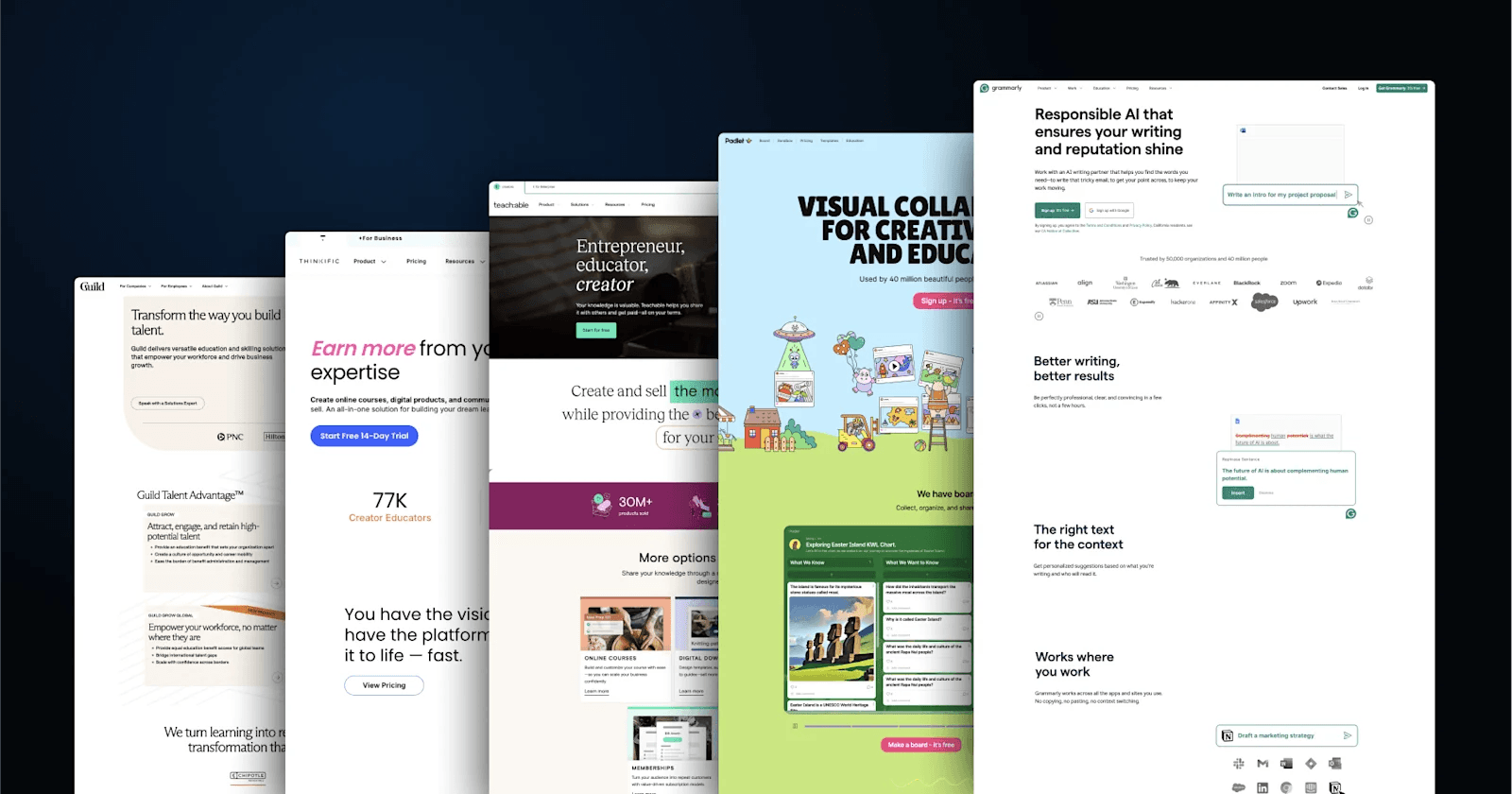 examples of edtech website designs