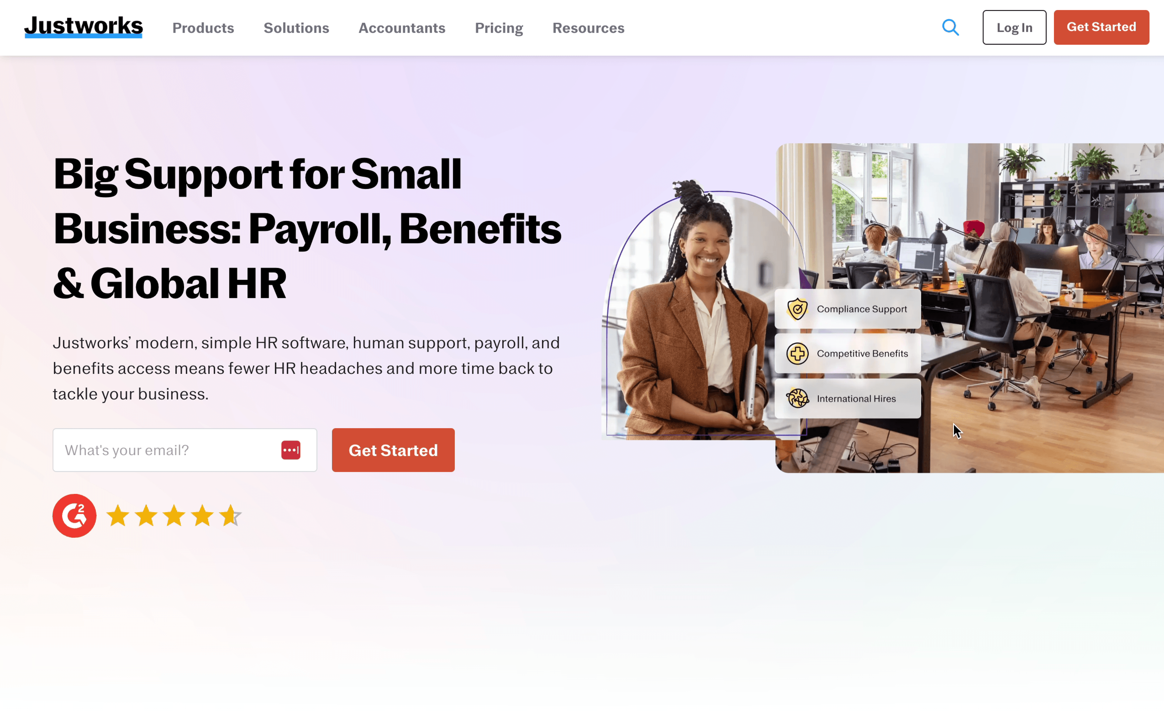 Justworks HR software offers payroll, benefits, and support for small businesses with a modern, user-friendly design.