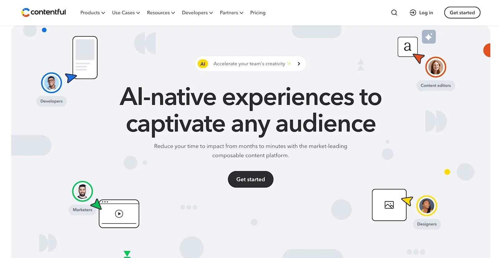 contentful website Homepage of Contentful, showcasing AI-native content platform for developers, marketers, and designers.