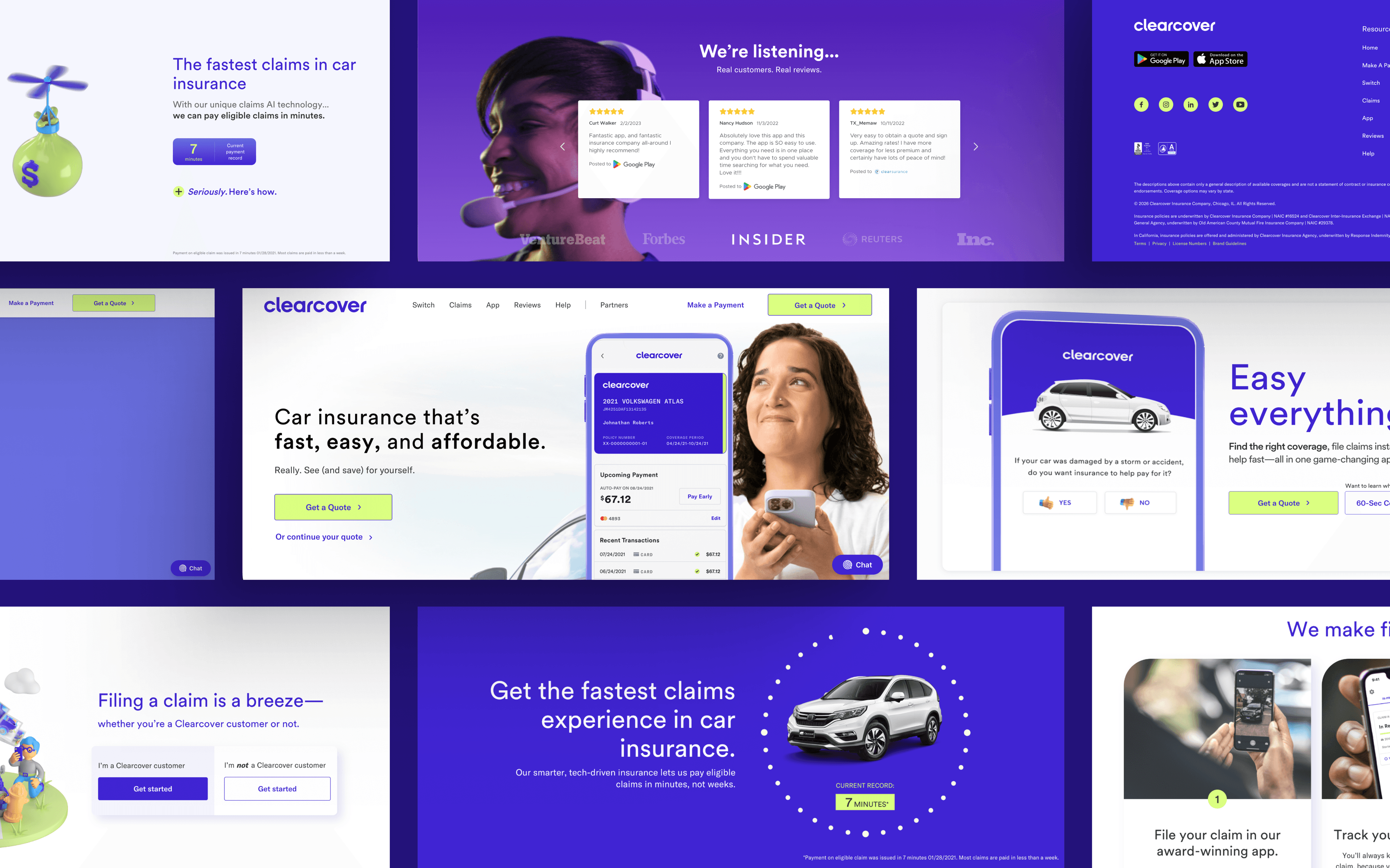 Clearcover fintech homepage web design