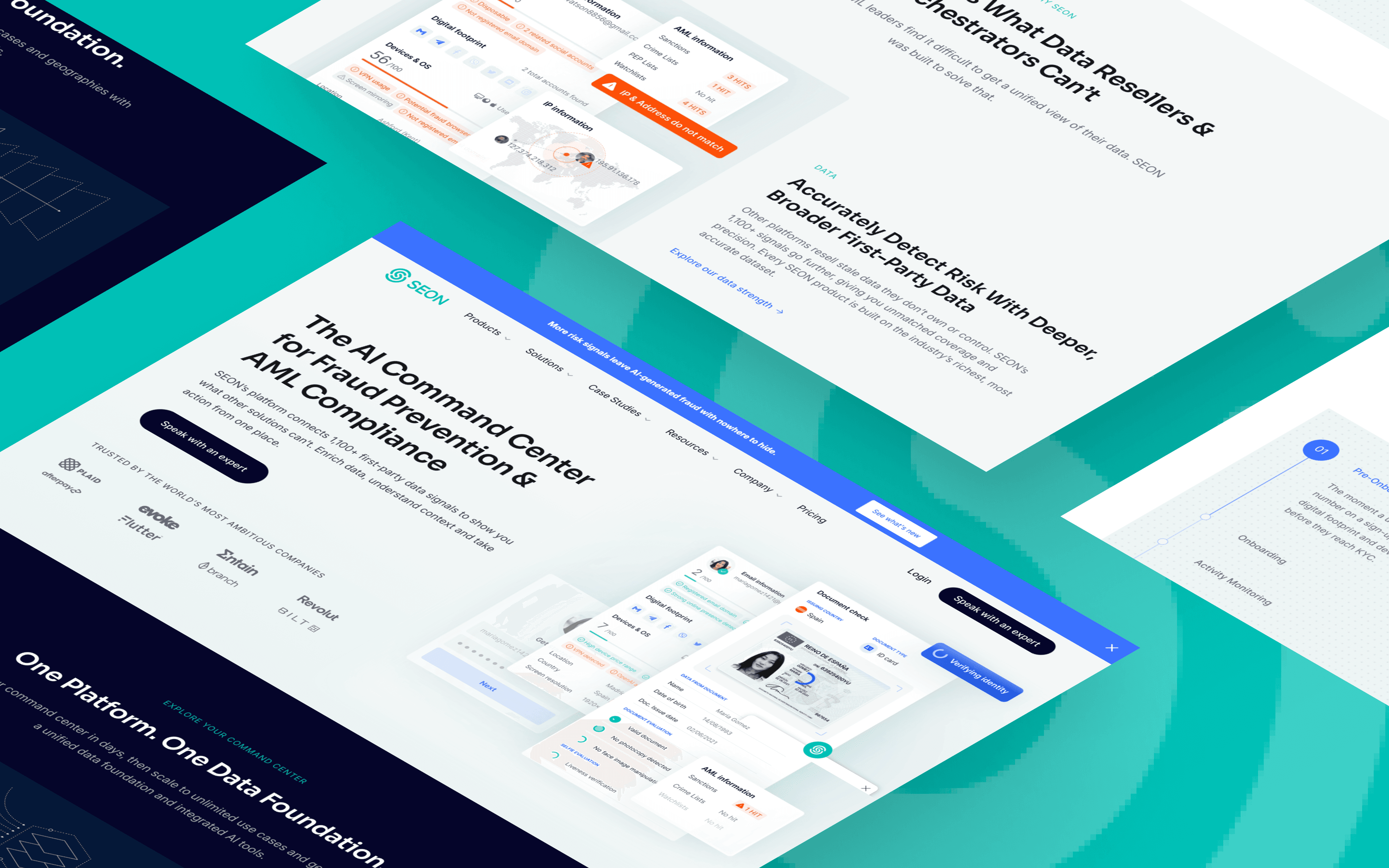SEON fintech homepage web design