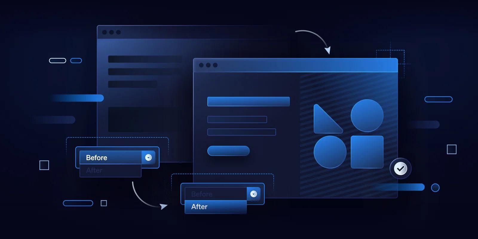 A mockup image showcasing before and after of a web page.
