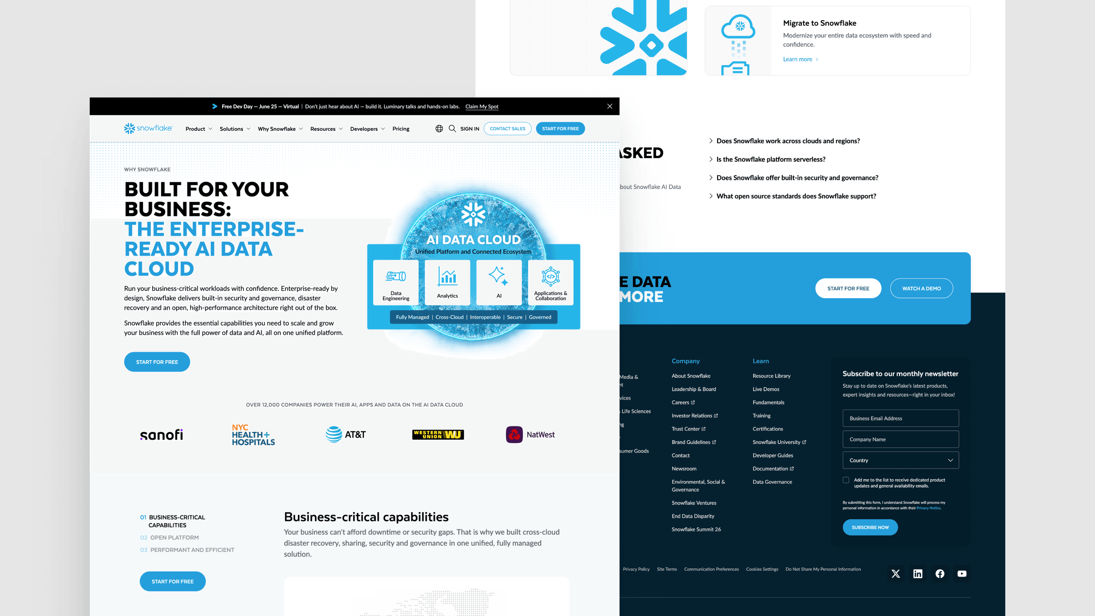 Snowflake enterprise page