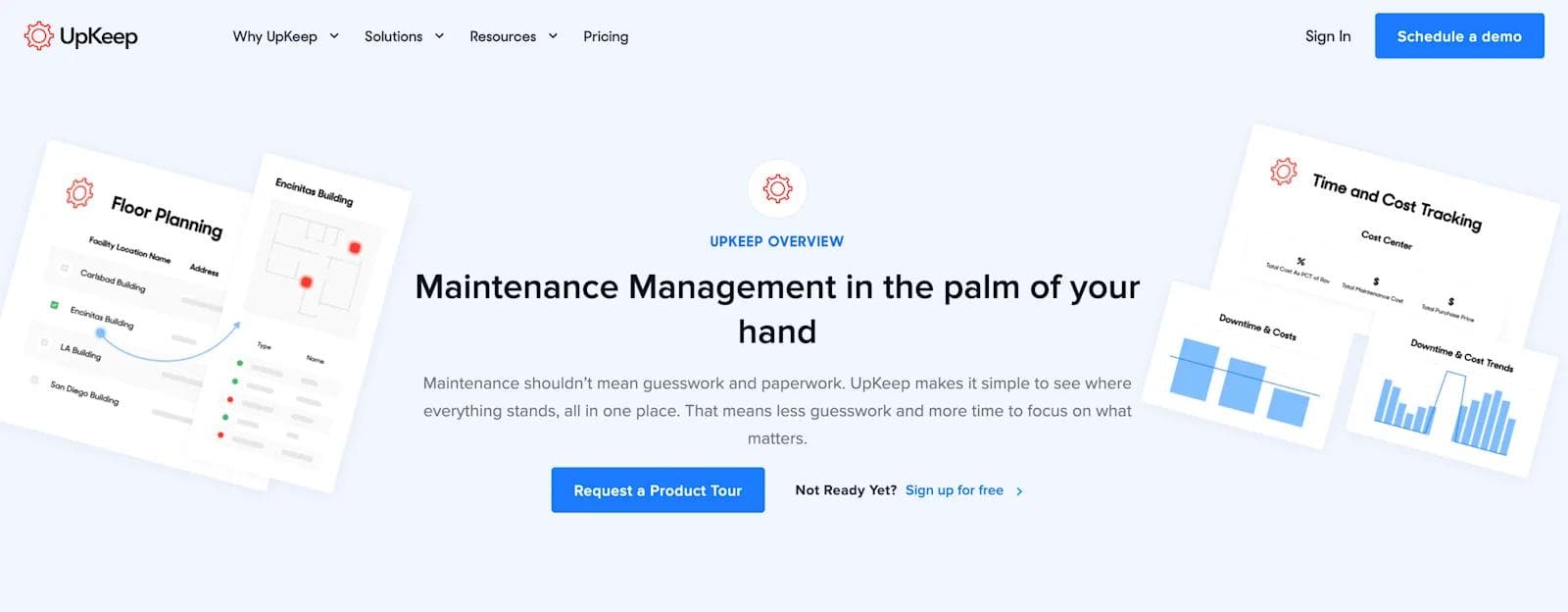 UpKeep 1 A screenshot of UpKeep's new overview page on their website.