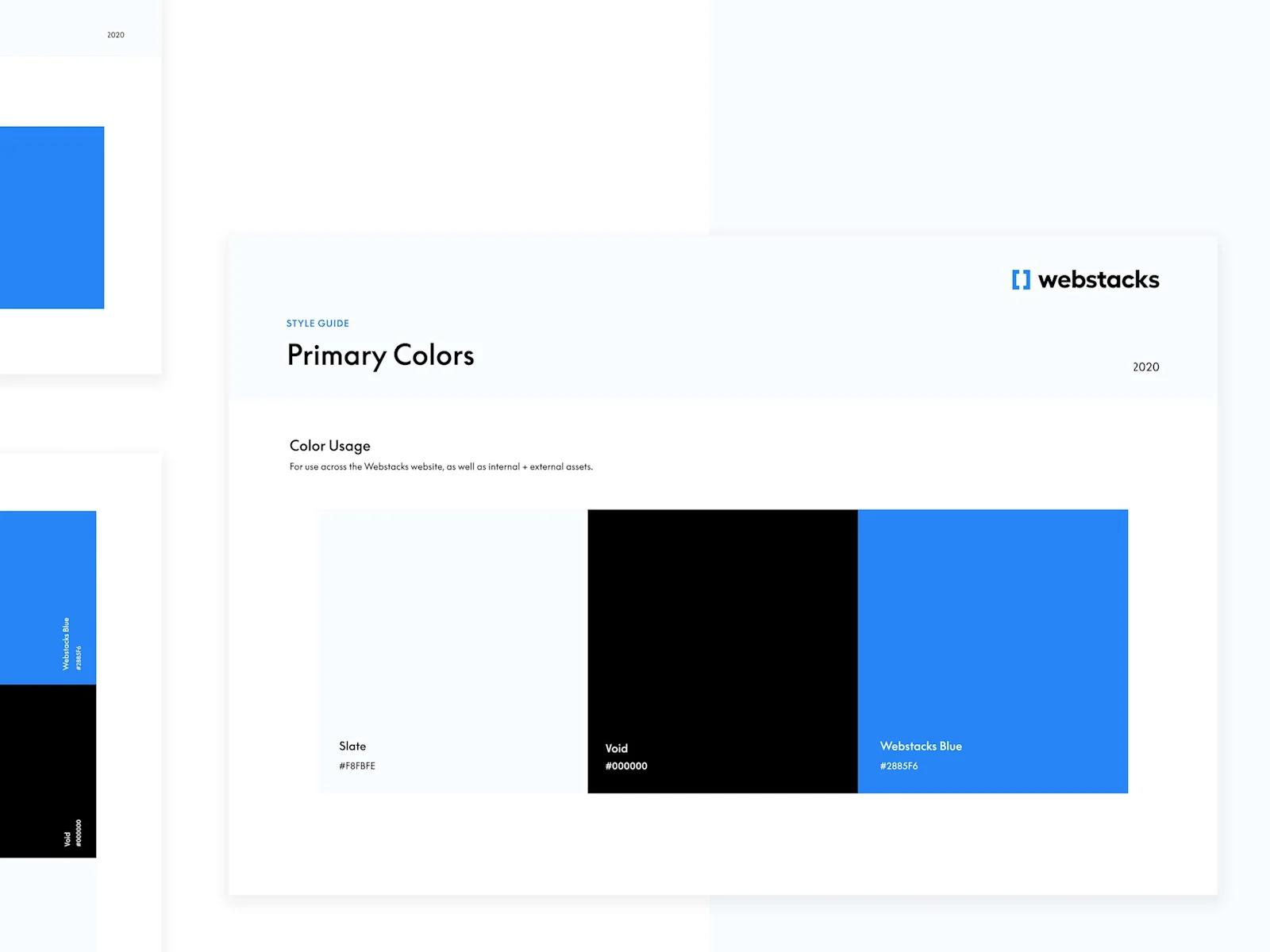 A custom illustration showing the Webstacks primary colors of the brand style guide.