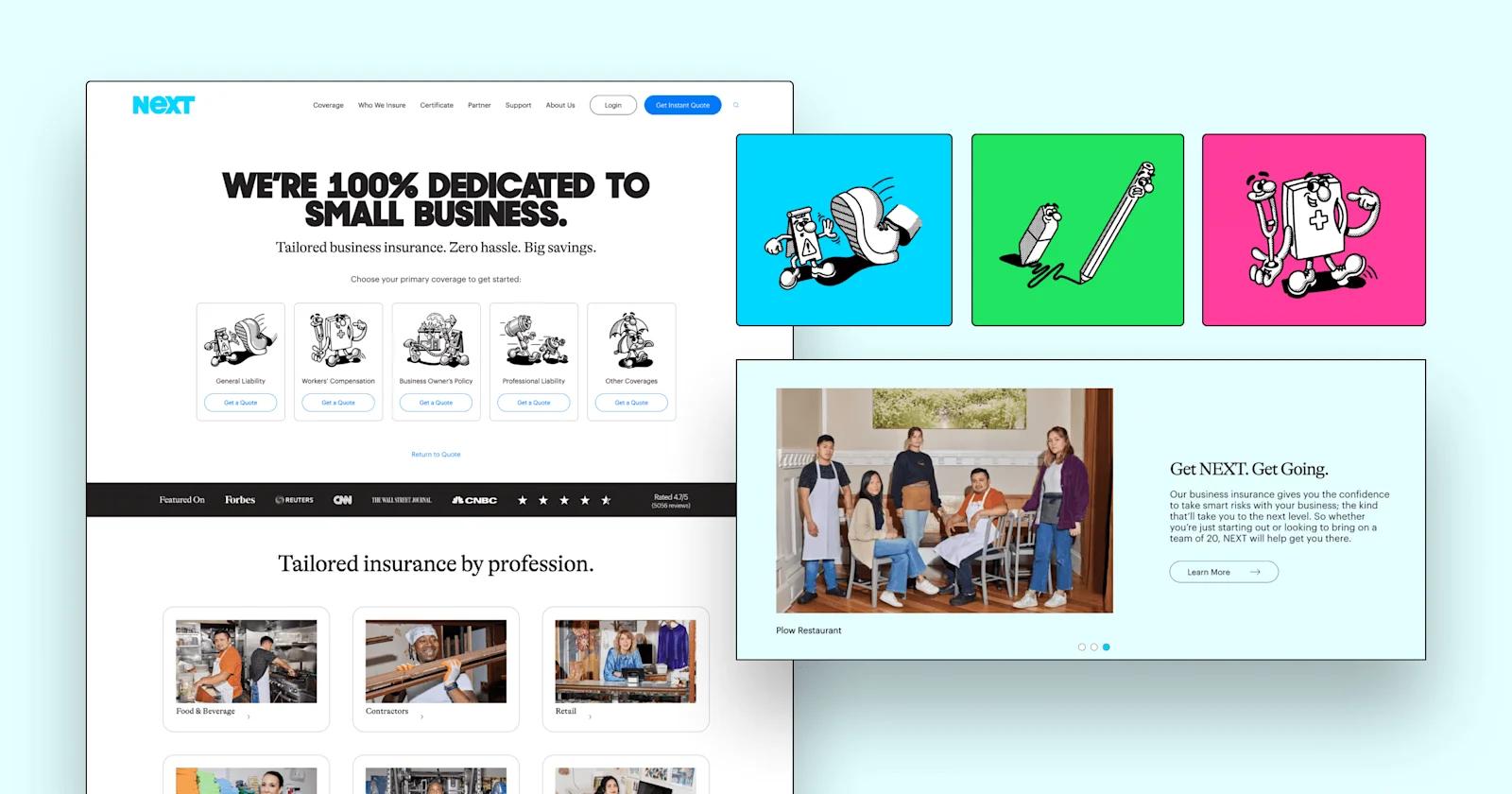 Screenshots from the Next insurance website.