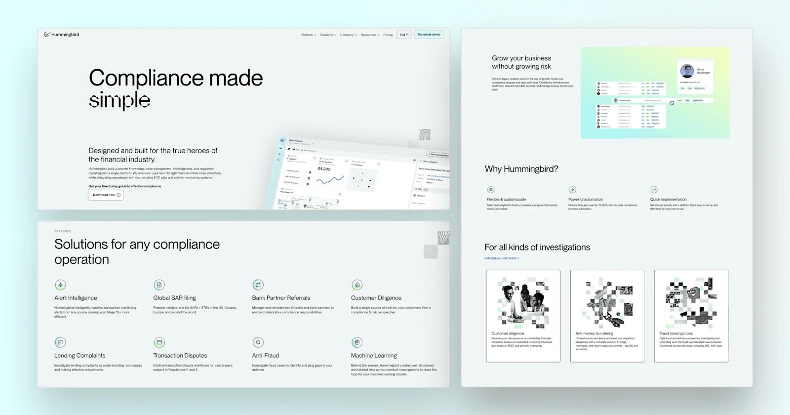 Examples of components from Hummingbird's homepage.
