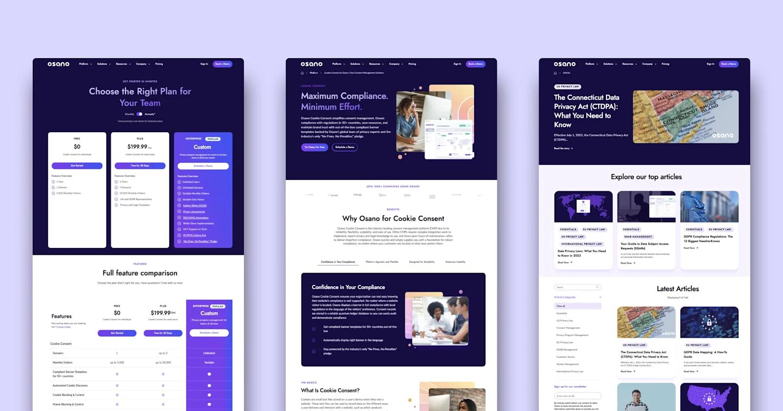Webstacks templates from Osano's design system.